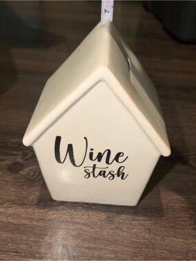 Wine Stash House Shaped Ceramic Money Bank White Wine Lover Decor